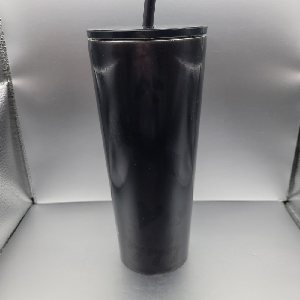 Starbucks 2019 Las Vegas Metal Tumbler w Straw, Lid 16oz Black Hearts Spades 777 - Picture 4 of 10
